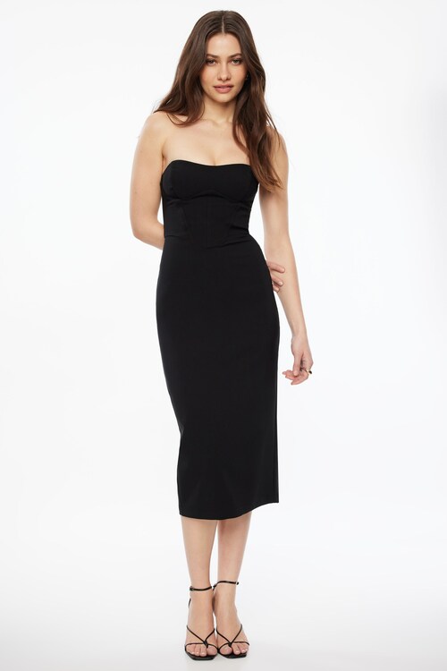 Corset Midi Dress Black | Dynamite