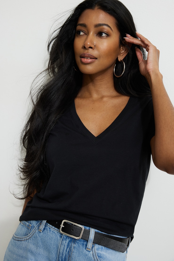 Essential V Neck Cotton T Shirt