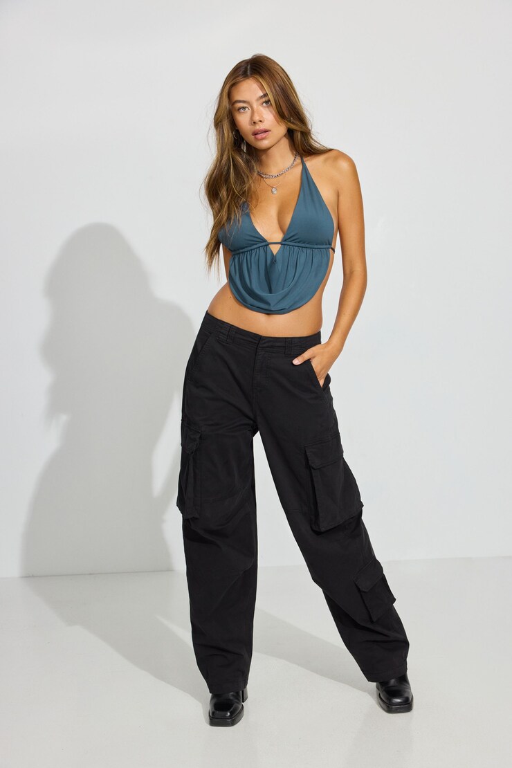 Ashton Barrel Cargo Pants, Jet Black, large