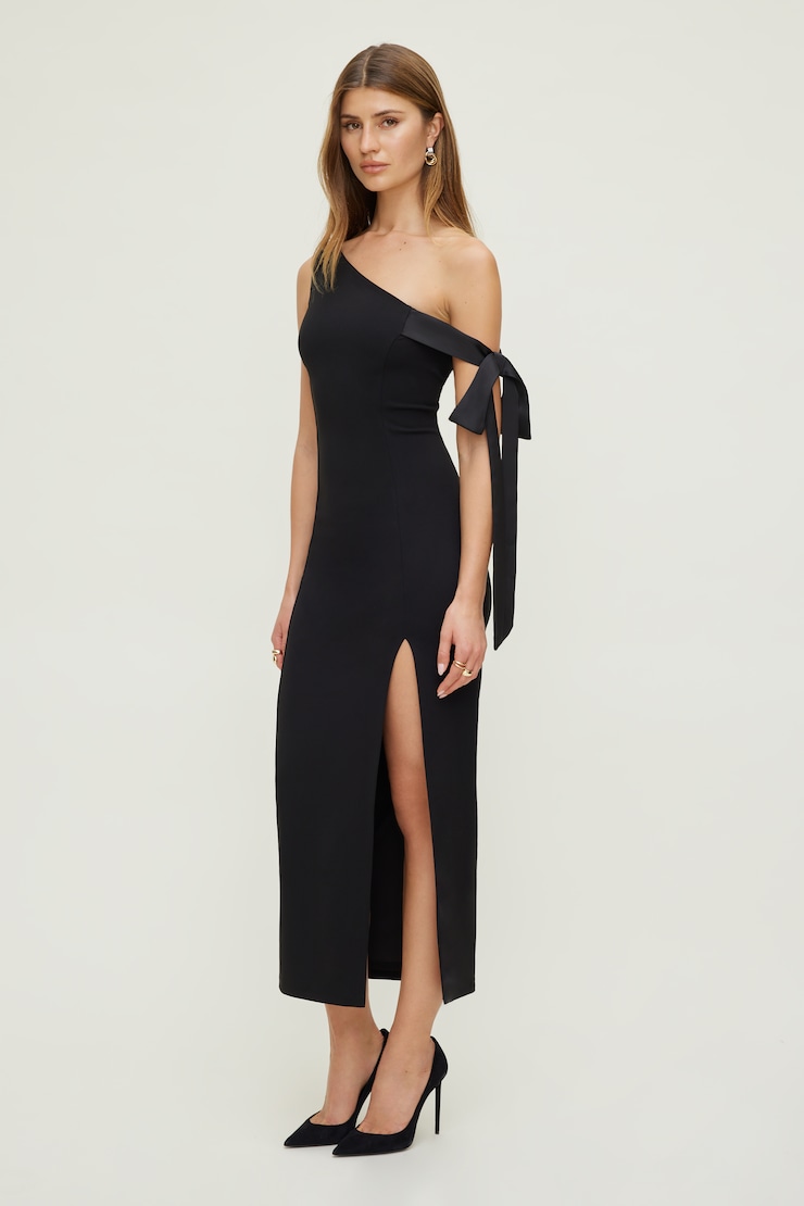 Off Shoulder Bow Maxi Dress Jet Black large