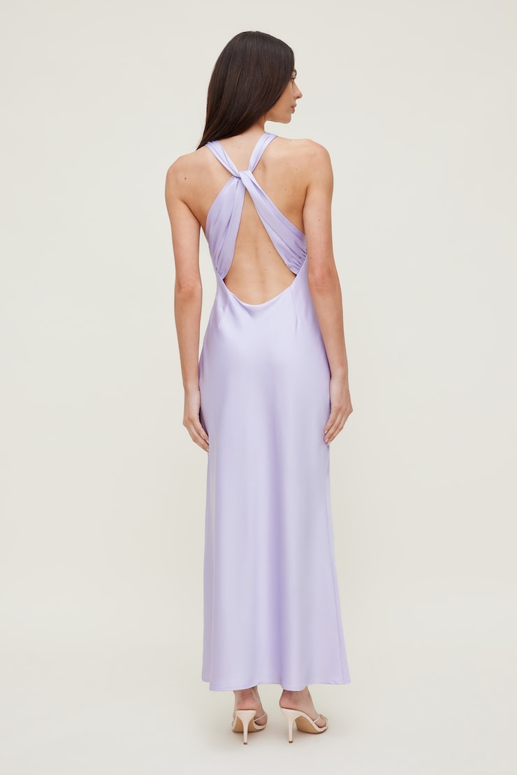 Twist Back Satin Maxi Dress