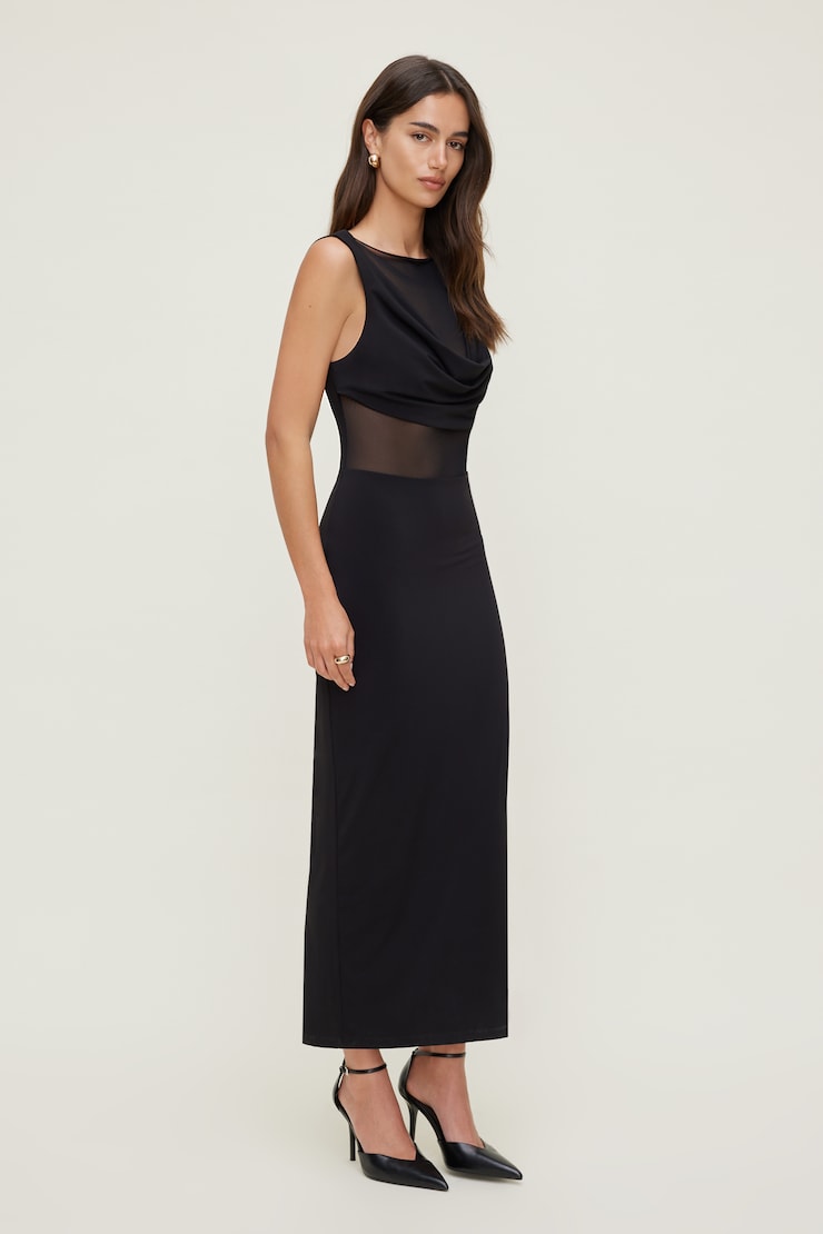 Sculpt Sheer Maxi Dress Jet Black large
