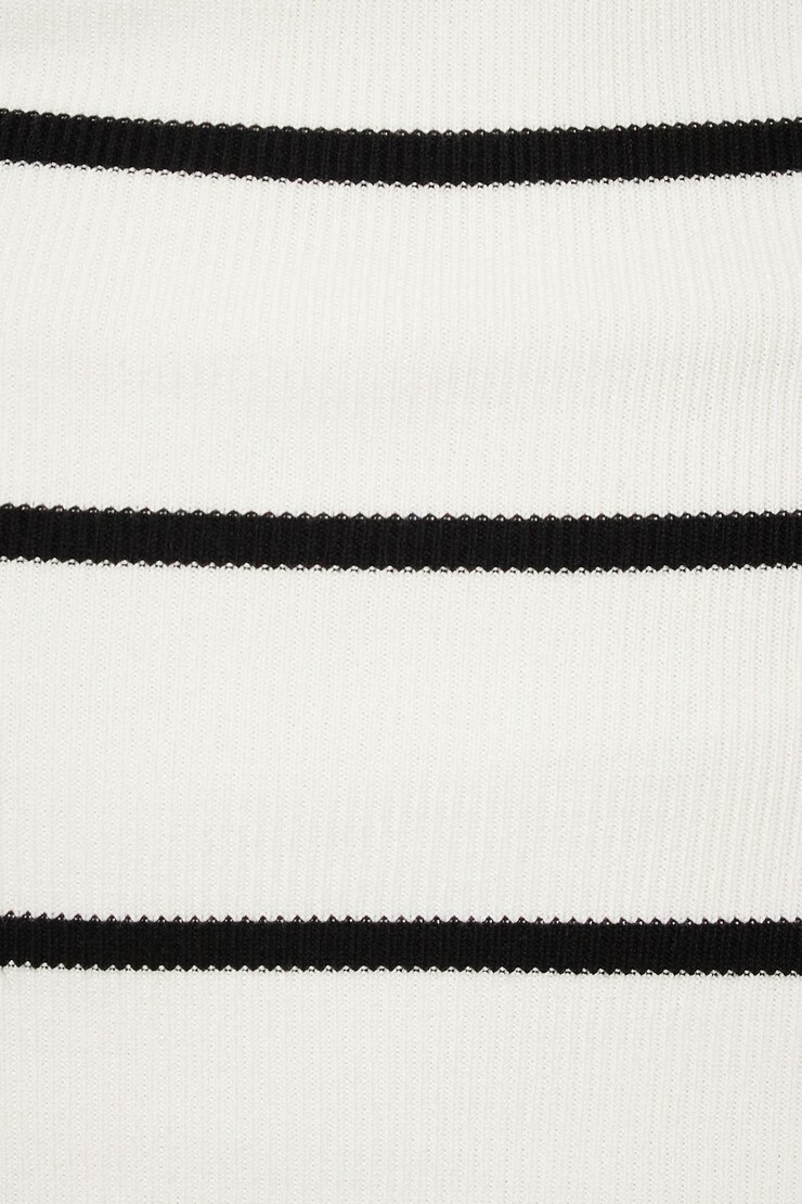 Open Back Halter Knit Mini Dress Snow White w/ Black Stripes large