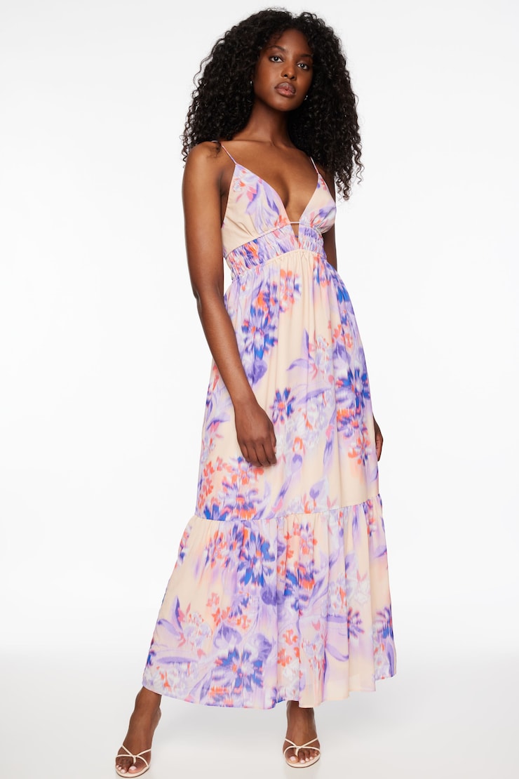Leigh Strappy back Maxi Dress Violet Purple Floral  large