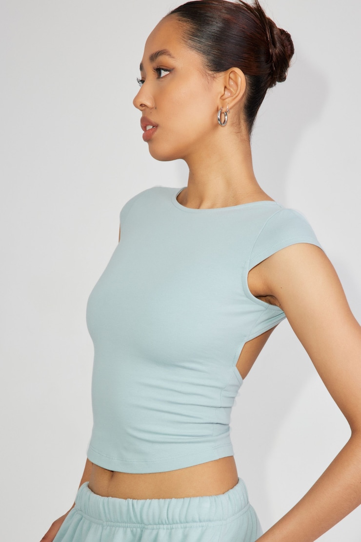 Talia Open Back Tee, Lakeshore Blue, large