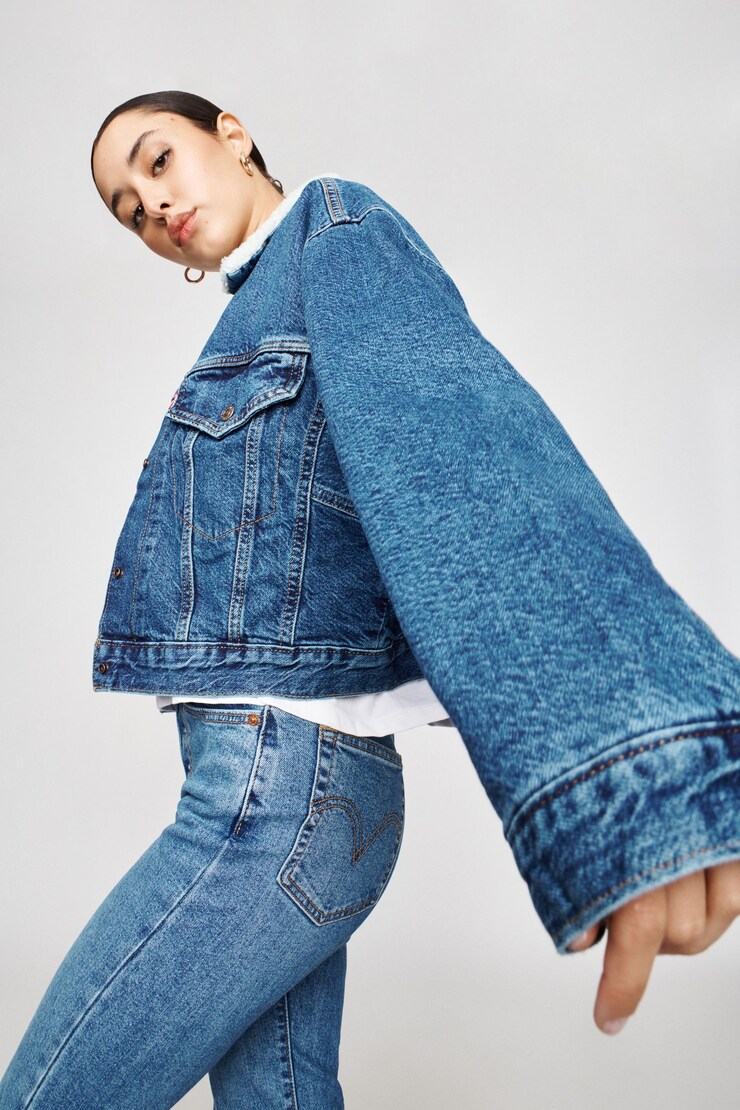 LEVI'S Cropped Loose Sherpa Jacket, Plant a Seed, large