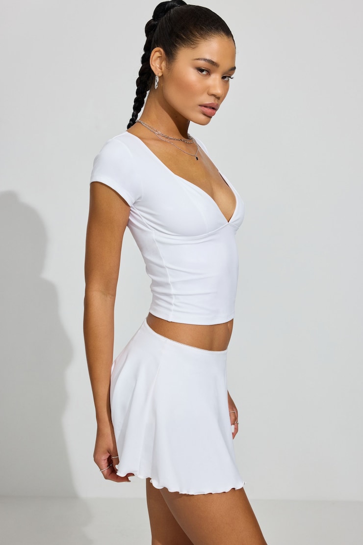 Plunge Seamed T Shirt, Bright White, large