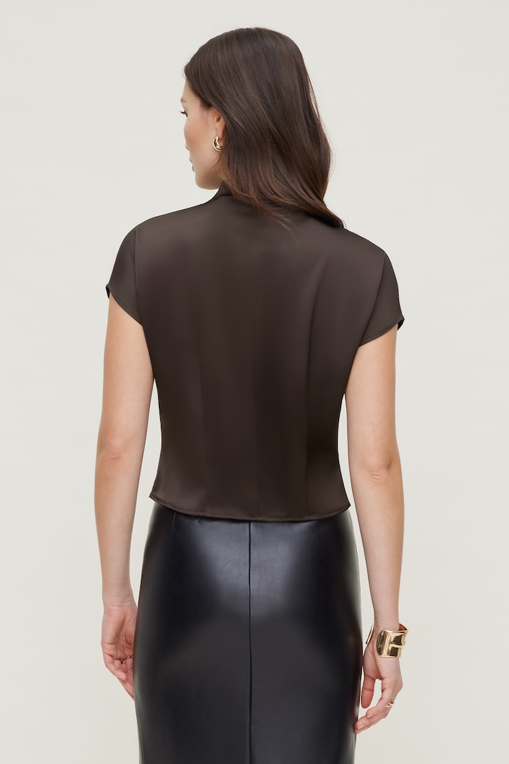 Ella Layered Satin Blouse Chocolate Torte Brown large