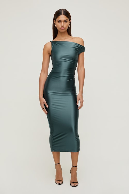 Jayde Stretch Satin Maxi Dress Green