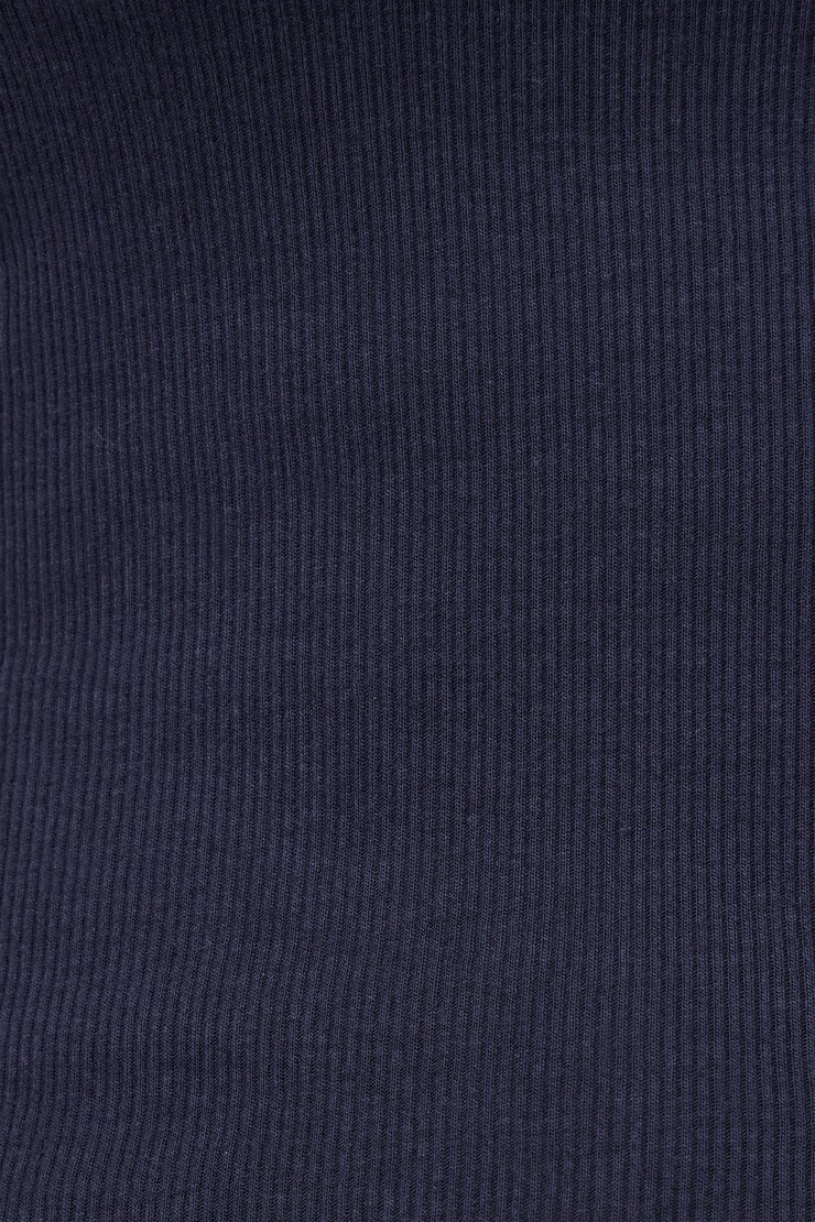 T-shirt côtelé à col rond Olive Veston bleu marine large