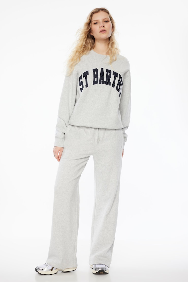 Classic Appliqué Crew Neck Sweatshirt Fall Grey Mix & St Barths Art large