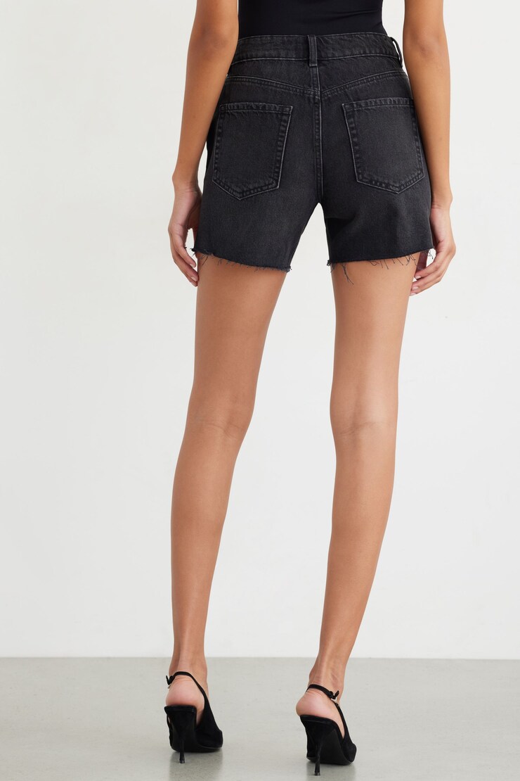 Gabi Mid Thigh Jean Shorts Black Dark large