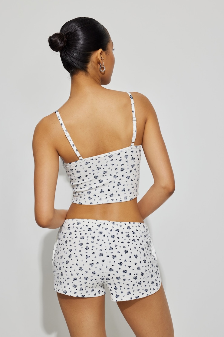 Waffle Short, Black Ditsy Print, large