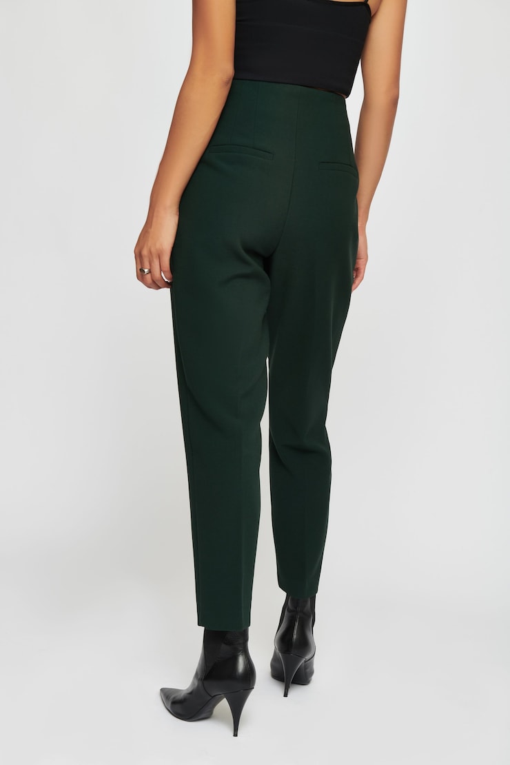 Pantalon Kendall à jambe droite et taille haute Vert scarab large