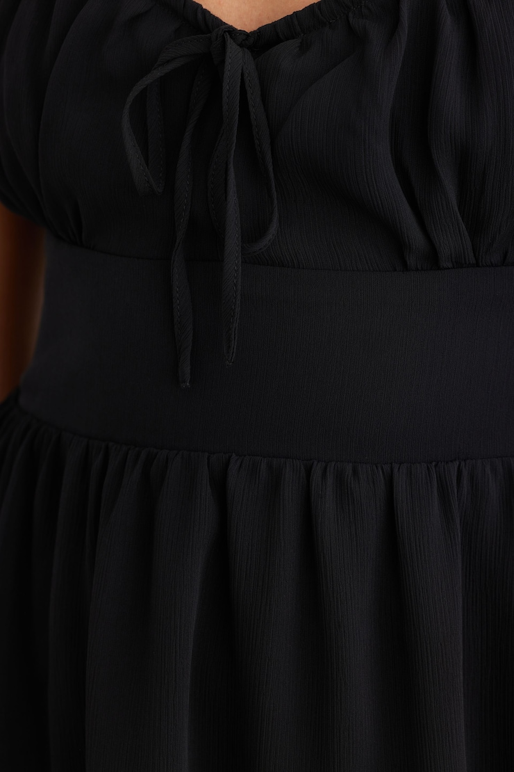 Eliza Smocked Mini Flare Dress Jet Black large