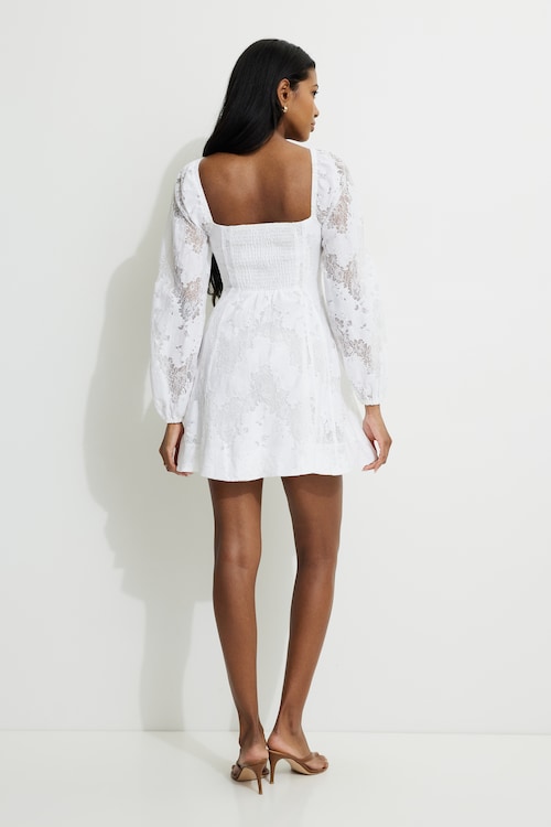 Amelie Balloon Sleeve Mini Dress White | Dynamite