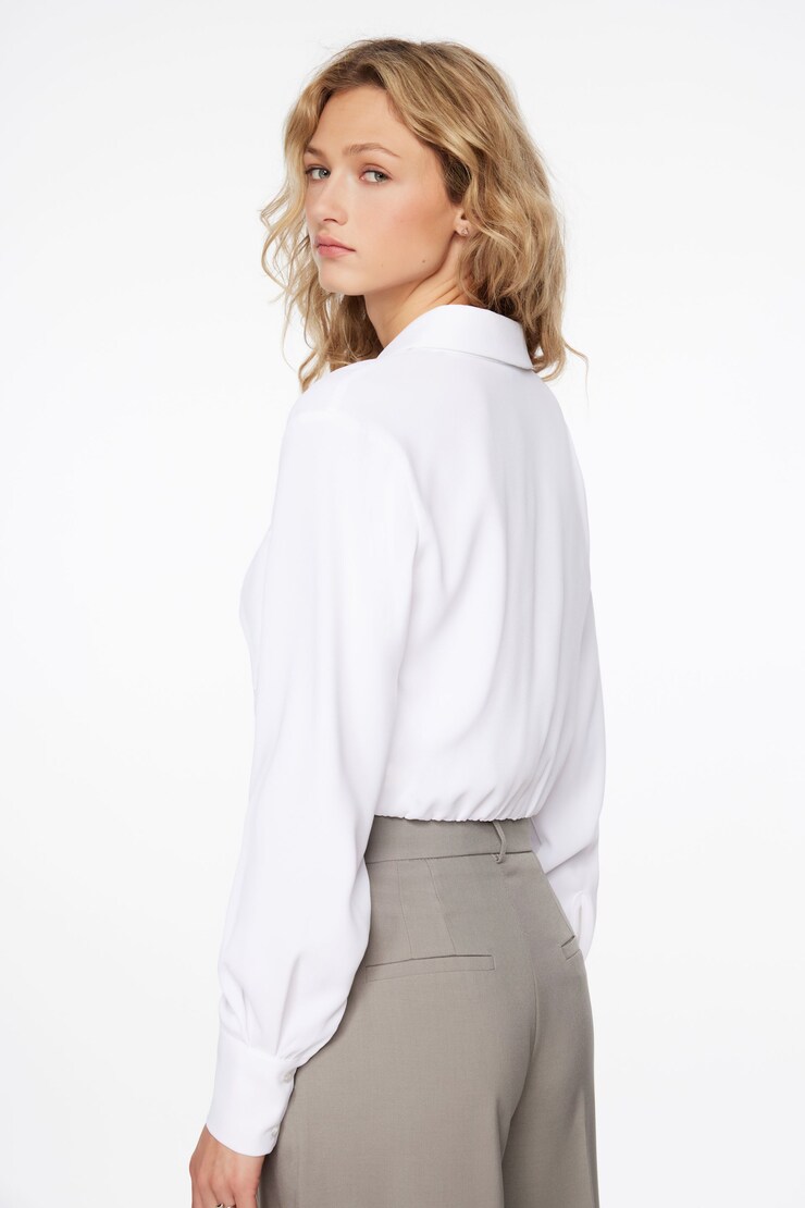 Bailey Cropped Button Up Shirt Bright White large