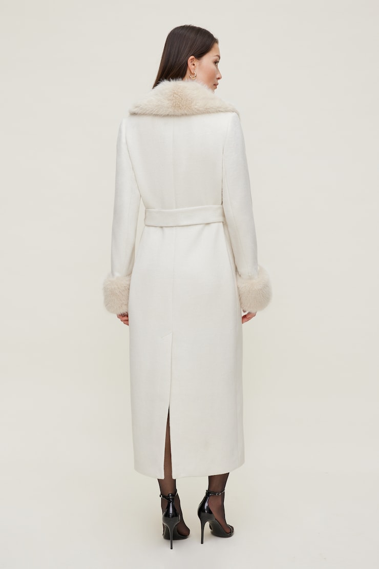 Faux Fur Trim Wool Coat Beige | Dynamite