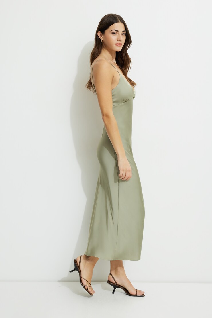 Sage Satin Midi Dress Seagrass Green large