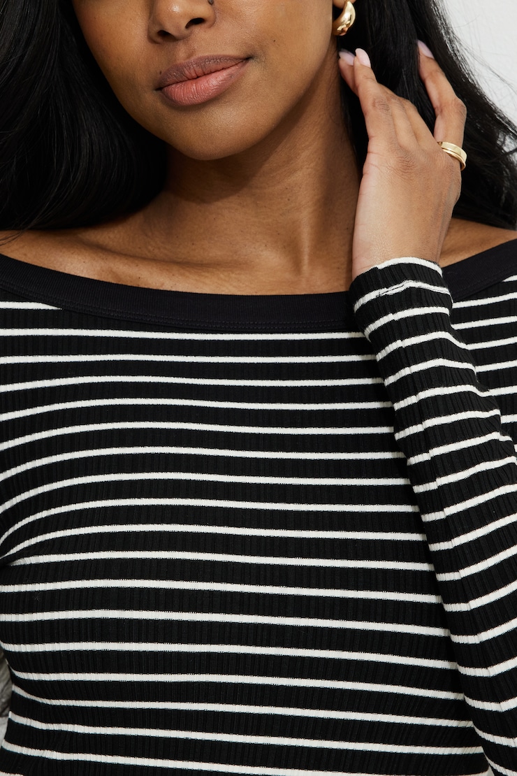 Ribbed Long Sleeve T Shirt