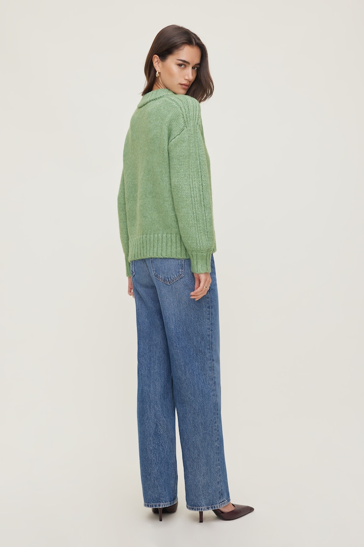 Mabel Chunky Crewneck Sweater Hedge Green large
