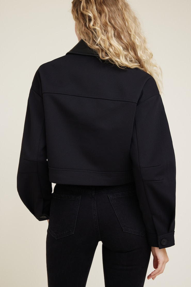 Blouson écourté à collet Noir encre large