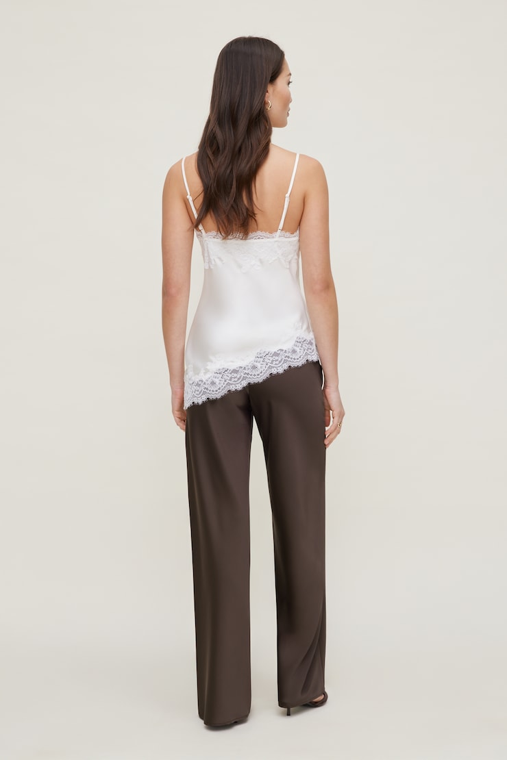 Cassie Asymmetric Lace Satin Cami Sea Salt Off White large
