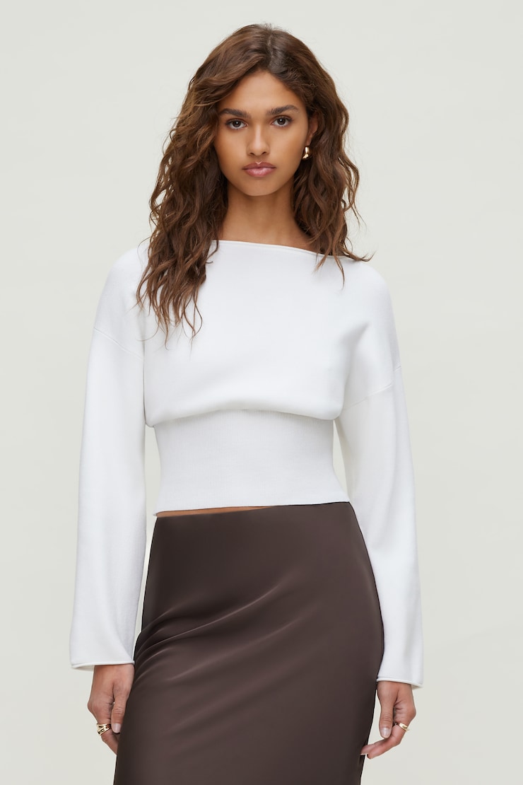 Cinched Boat Neck Sweater