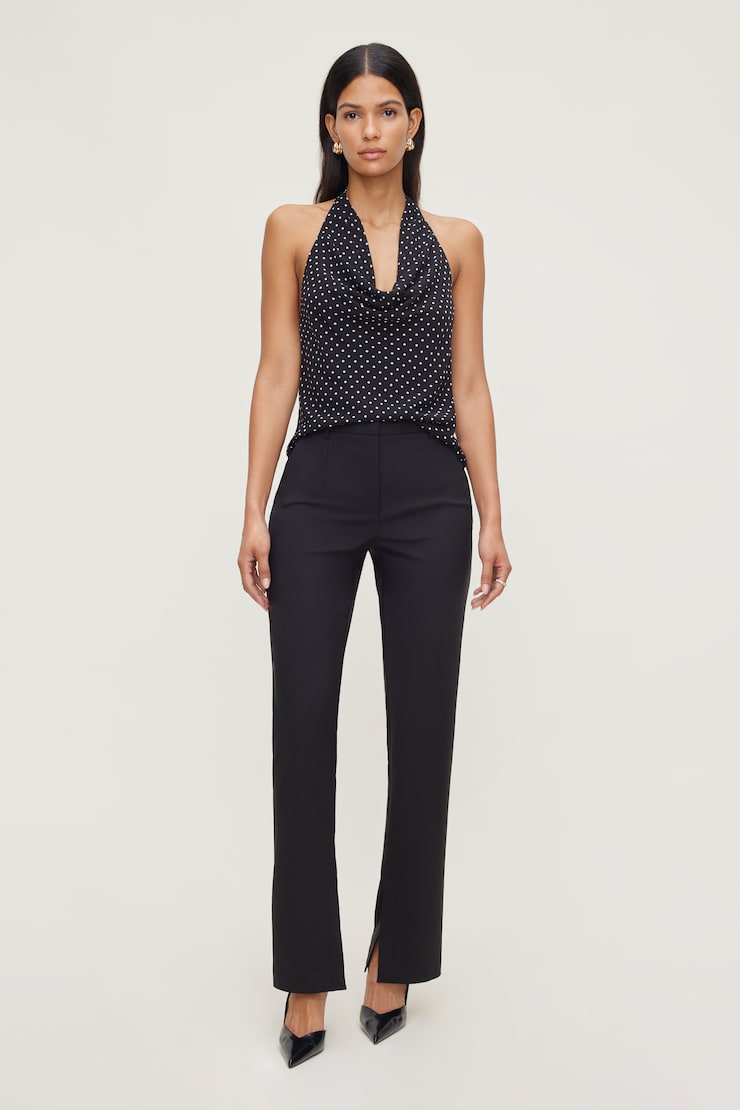 Polka Dot Halter Blouse Black | Dynamite