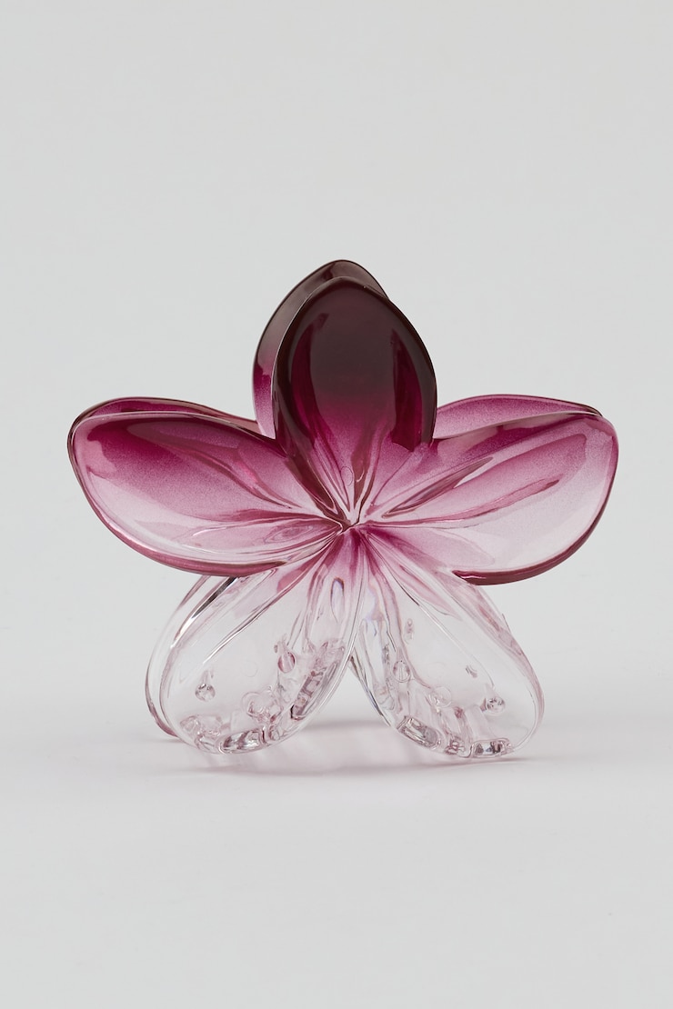 Flower Hair Claw, Fig Fantasy Maroon/Clear , large