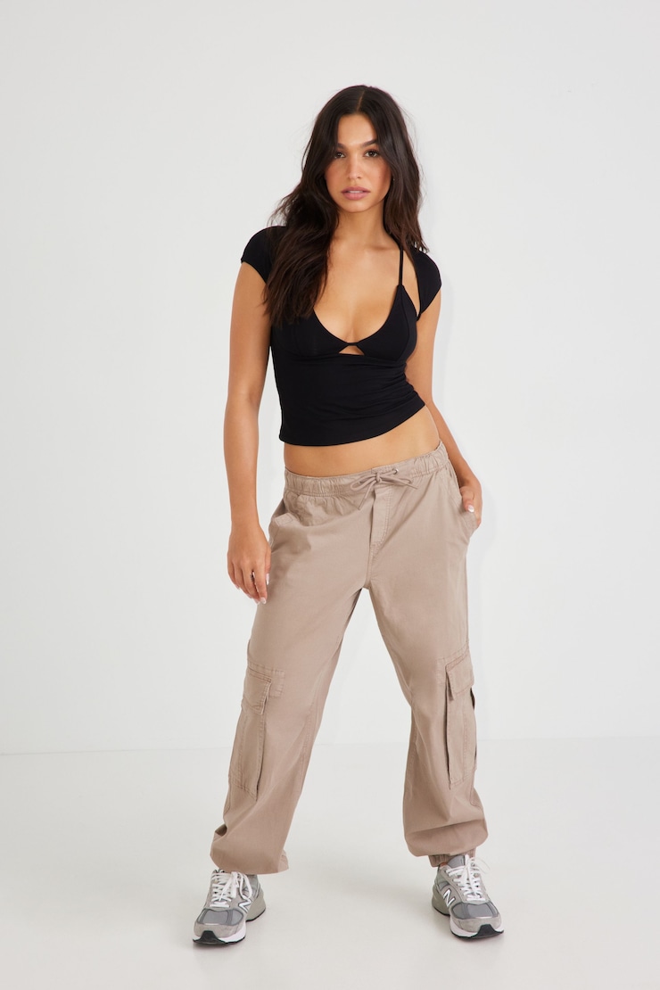 Harlowe Parachute Pant, Funghi Brown, large