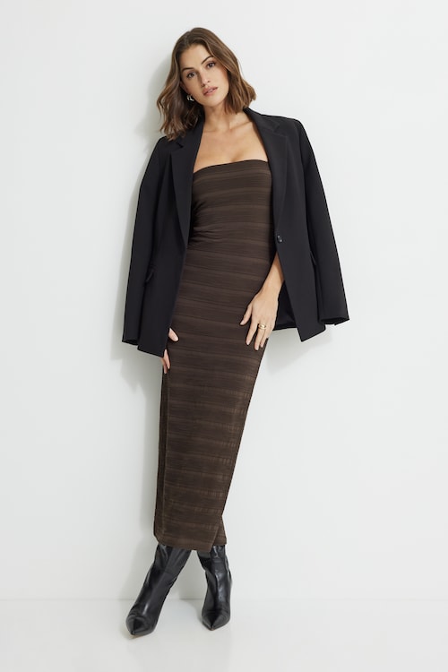 Elyse Maxi Tube Dress Brown | Dynamite Elyse Maxi Tube Dress Brown | Dynamite