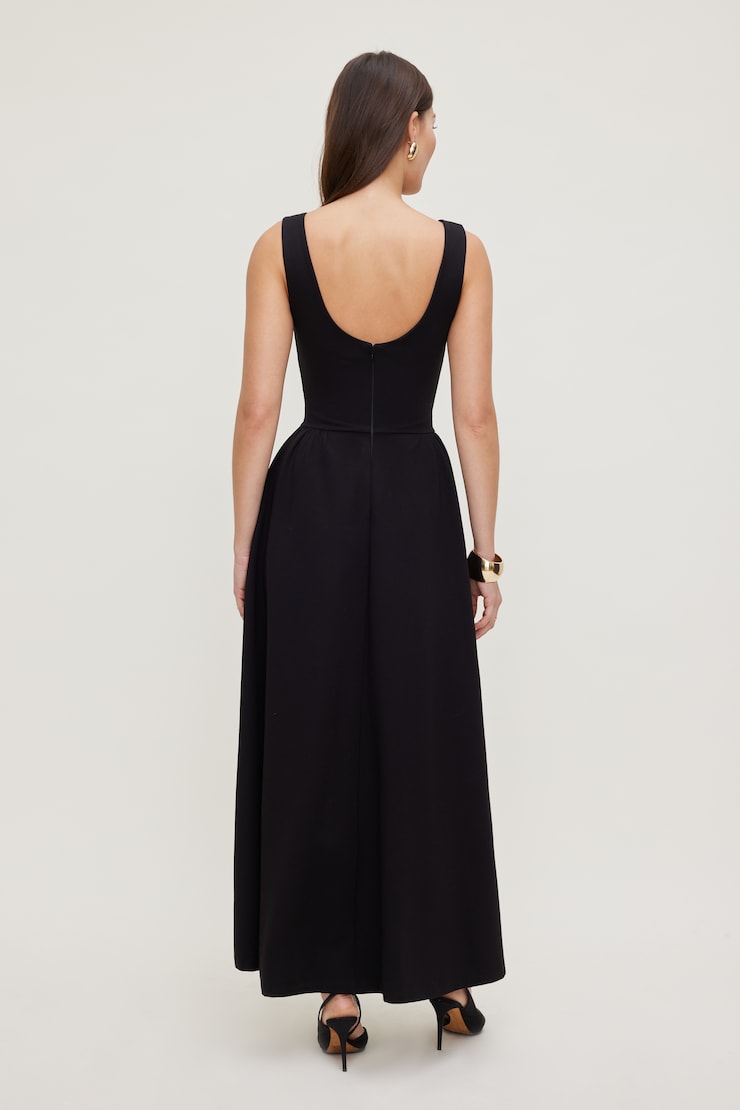 Iris Flared Ponte Maxi Dress Jet Black large