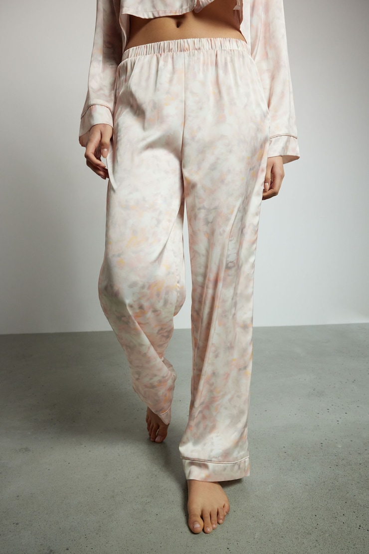 Satin Pyjama Pants Pink Pattern large