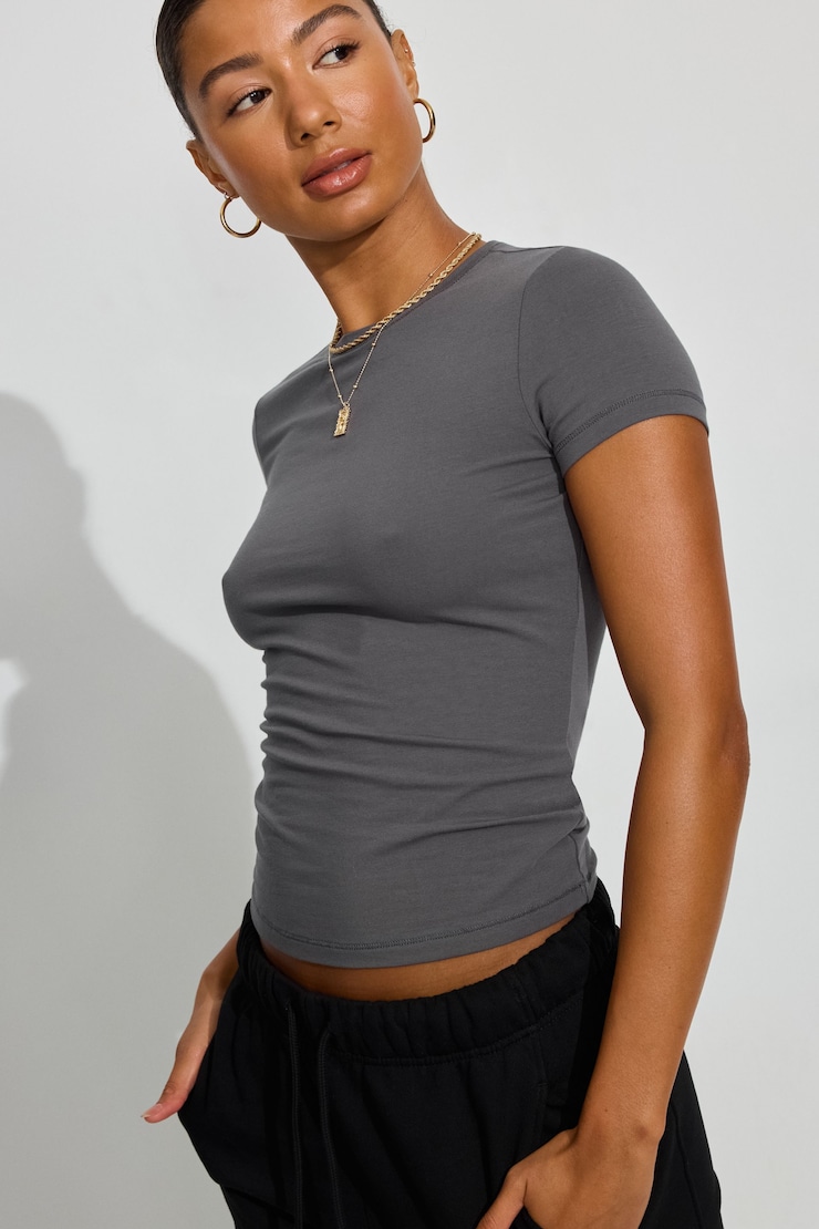 Estelle Longline Tee, Forged Iron Grey, large