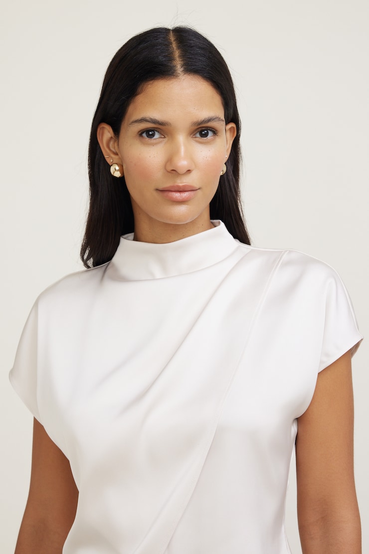 Ella Layered Satin Blouse Polished Pearl Beige large