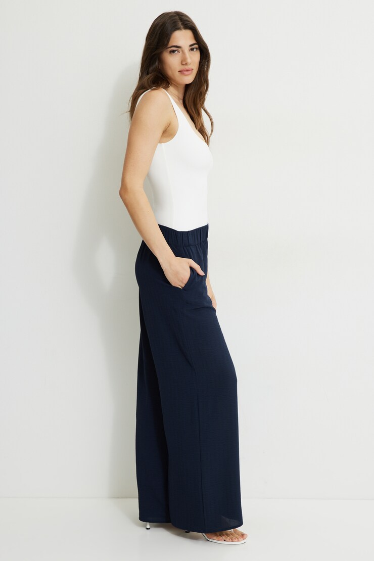 Pantalon à enfiler à jambe large Veston bleu marine large