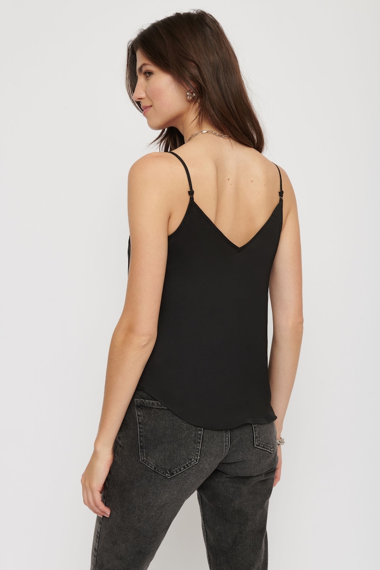 V-Neck Cami with Lace Trim Jet Black large