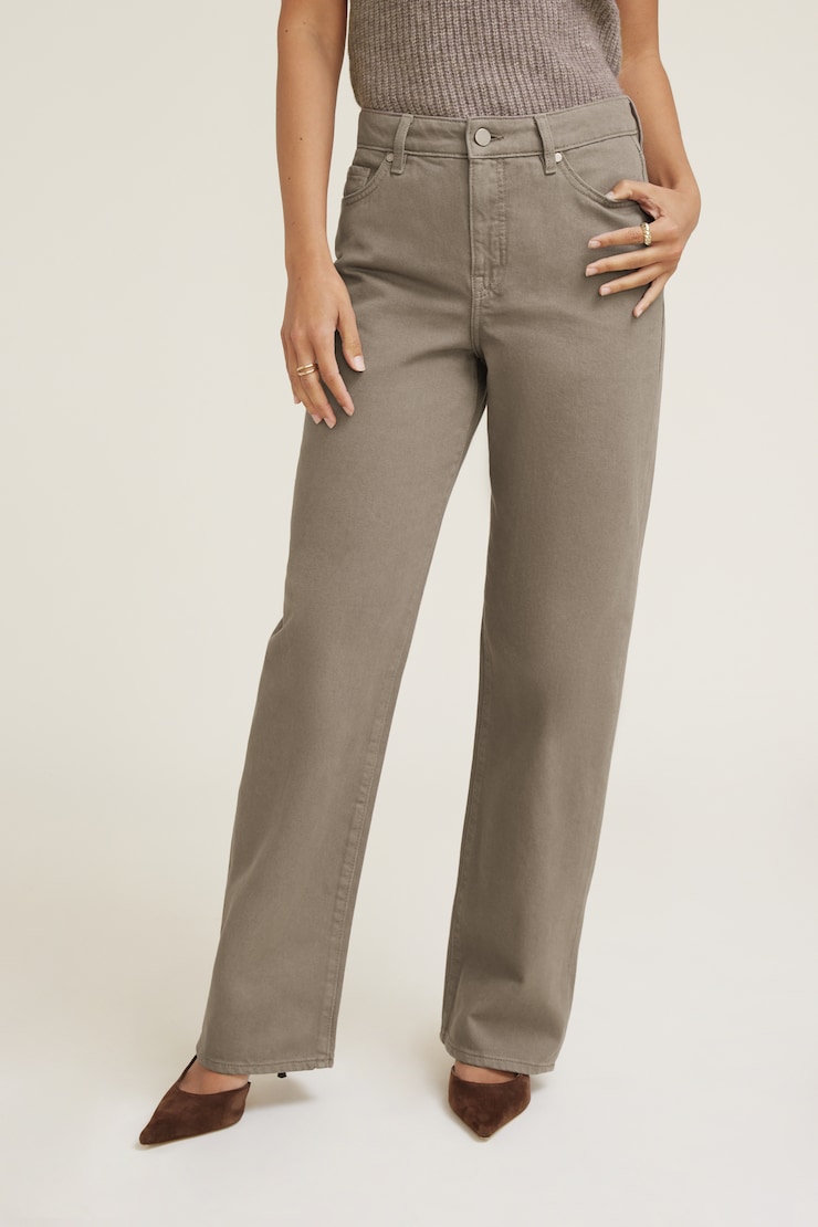 Mika Mid Rise Relaxed Straight Leg Jeans Falcon Brown large