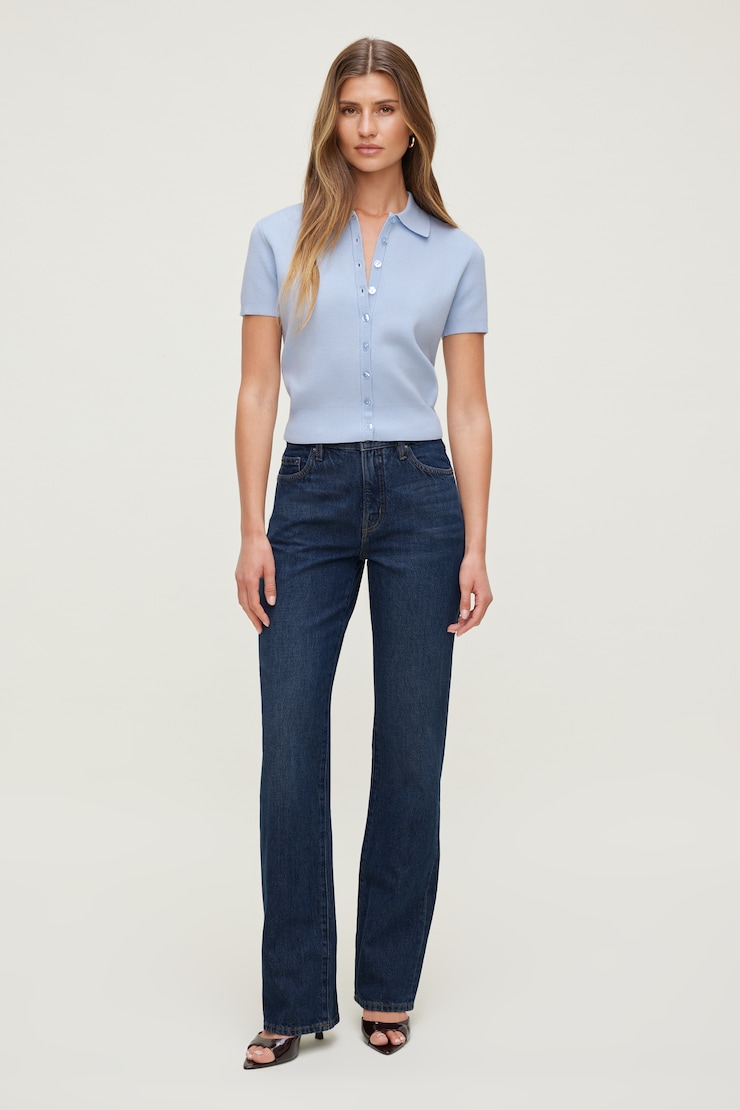 Cara Rigid High Rise Straight Leg Jeans Dark Indigo / Friday Blue large