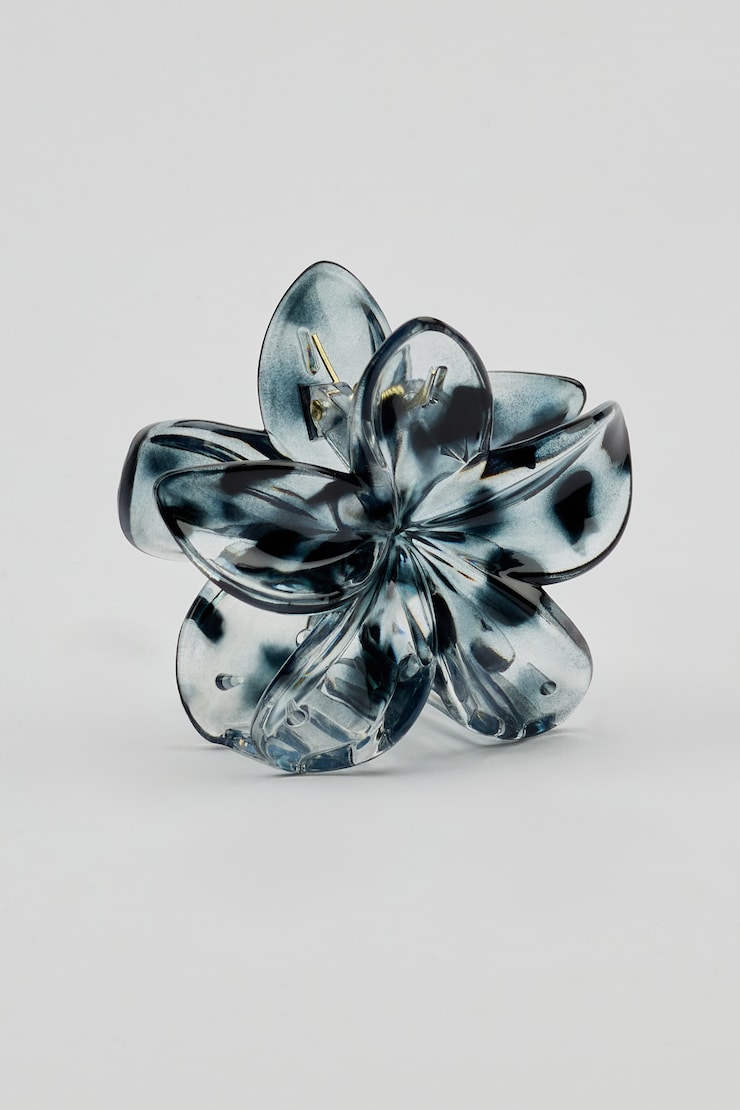 Flower Hair Claw, Translucent Grey, large