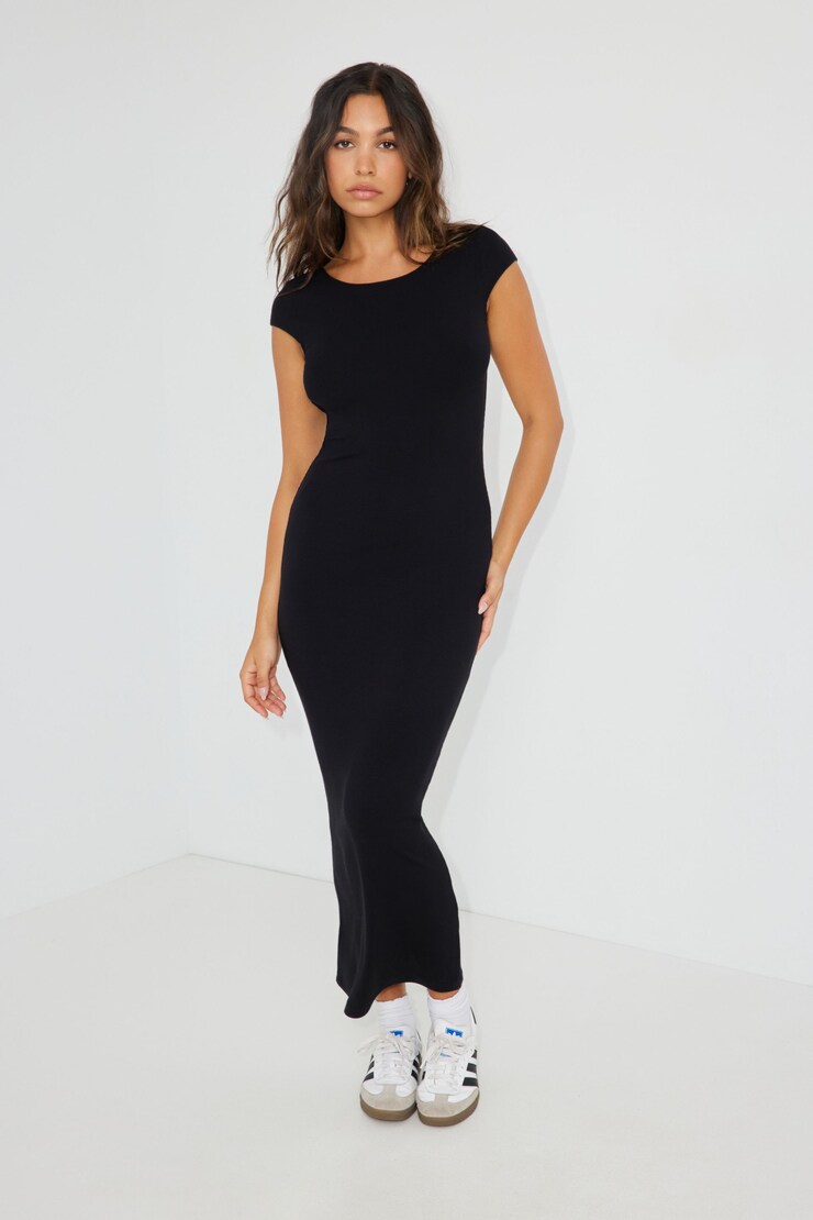 Rosalia Open Back Maxi Dress, Jet Black, large