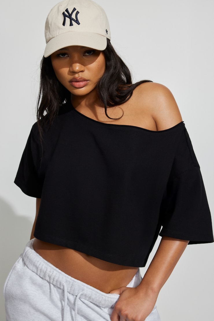 Off Shoulder Cropped T-Shirt | Garage