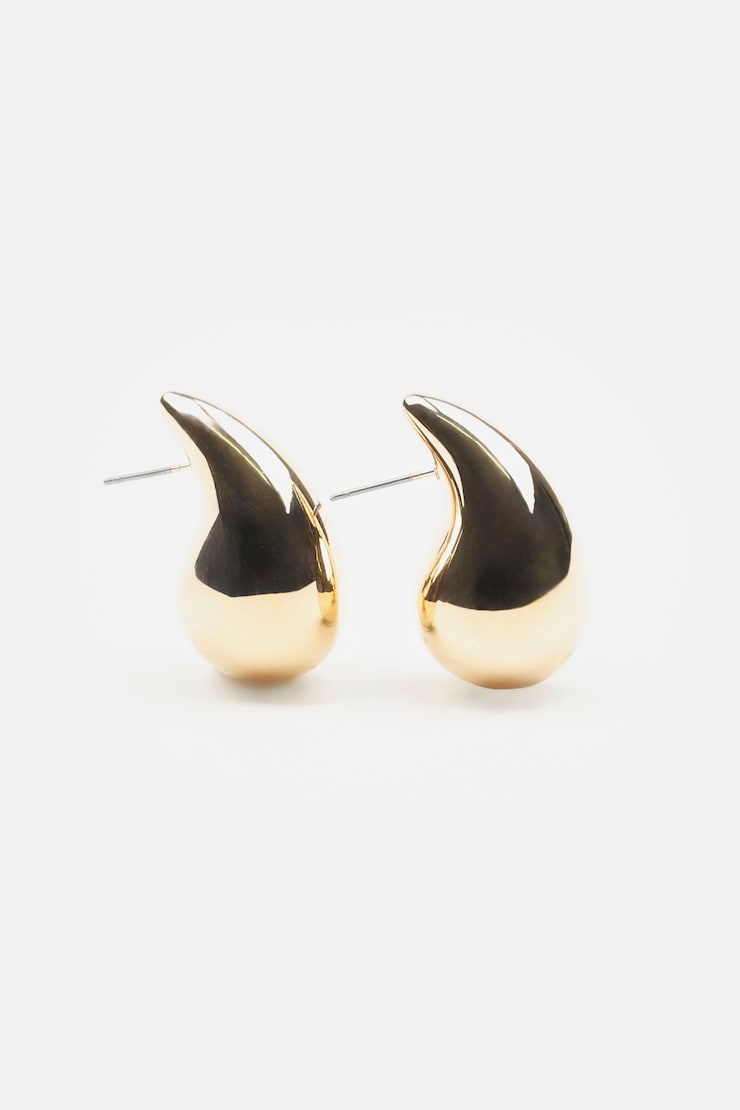 Oversized Droplet Earrings, Gold, large