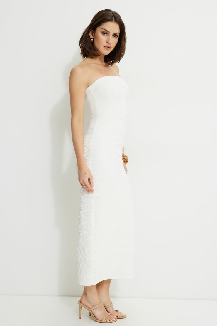 Robe maxi tube Elyse Blanc cassé sel de mer large