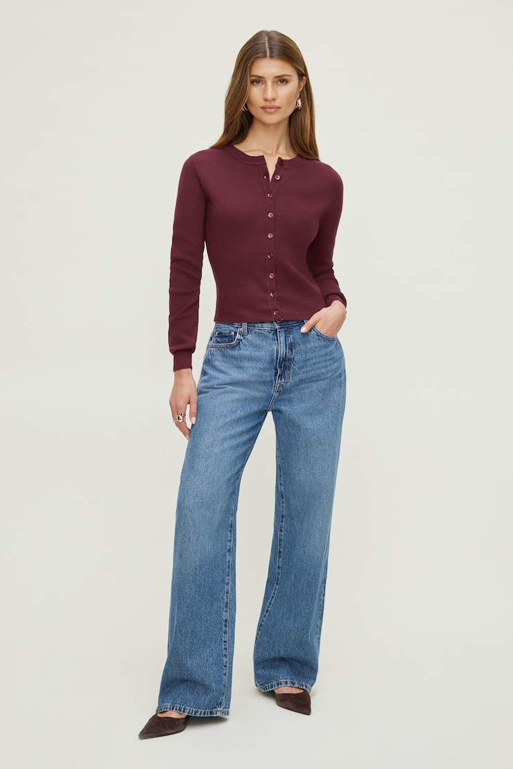 Rebecca Crewneck Cardigan Zinfandel Burgundy large