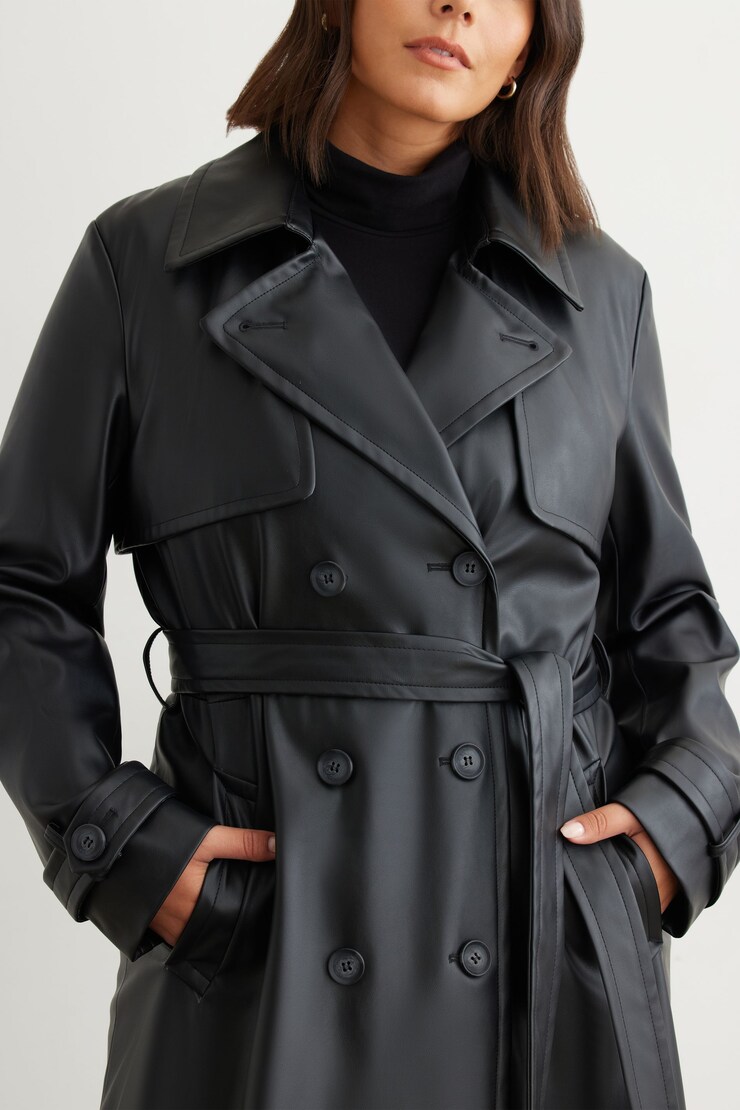 Trench en faux cuir Noir encre large