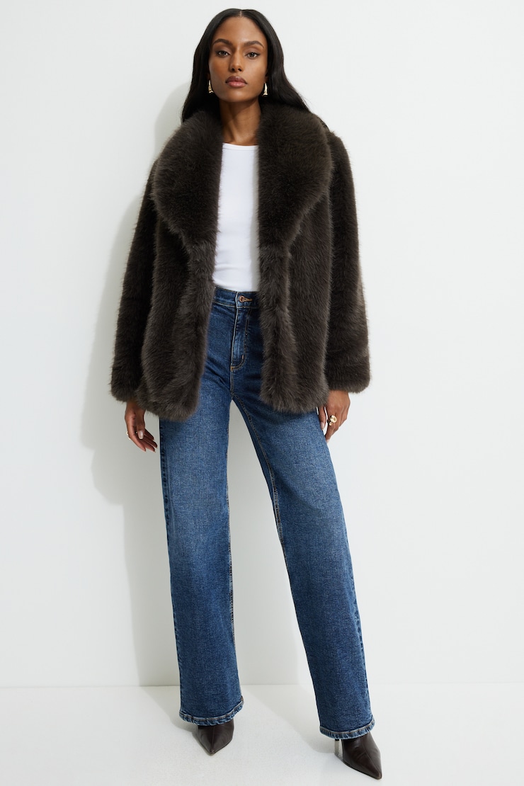 Faux Fur Midi Jacket Delicioso large