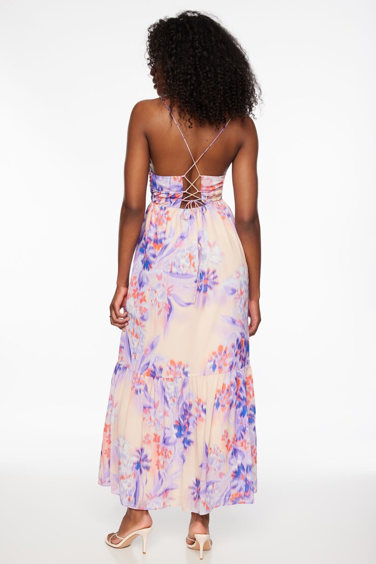 Leigh Strappy back Maxi Dress Violet Purple Floral  large