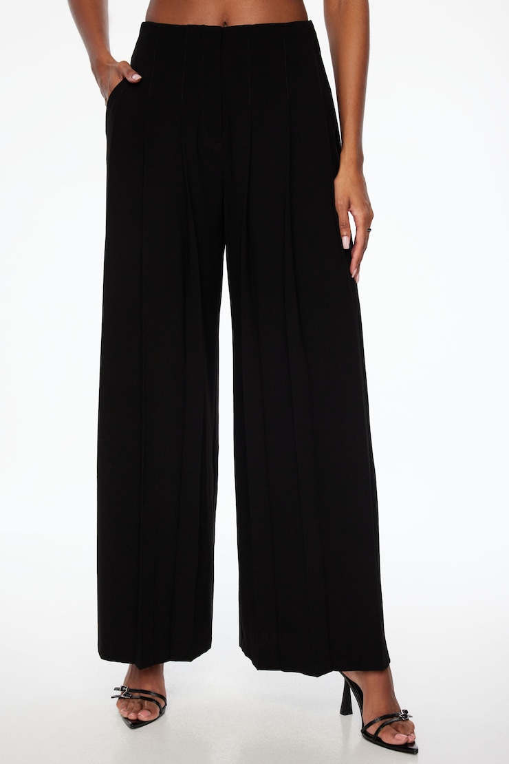 Pleated Wide Leg Pants Jet Black large